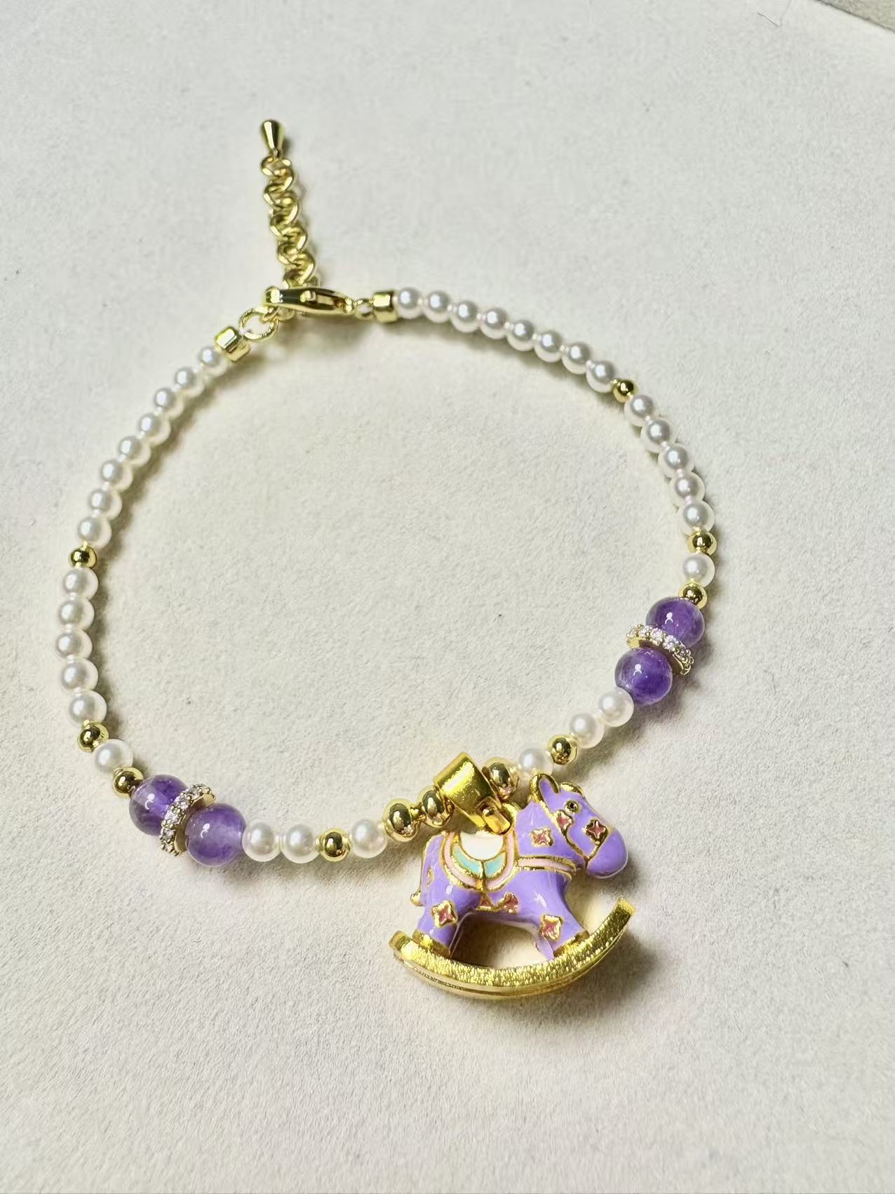Artificial Pearl Bracelet(Purple horse)