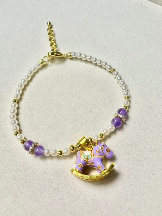 Artificial Pearl Bracelet（Purple horse）