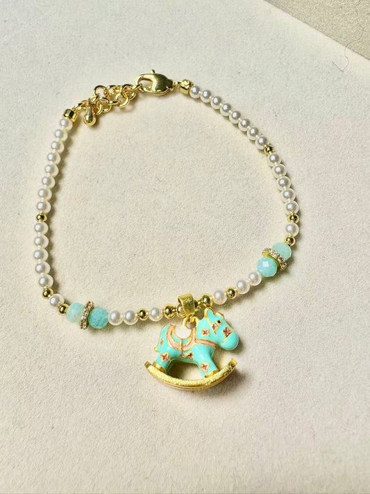 Artificial Pearl Bracelet（Green horse）